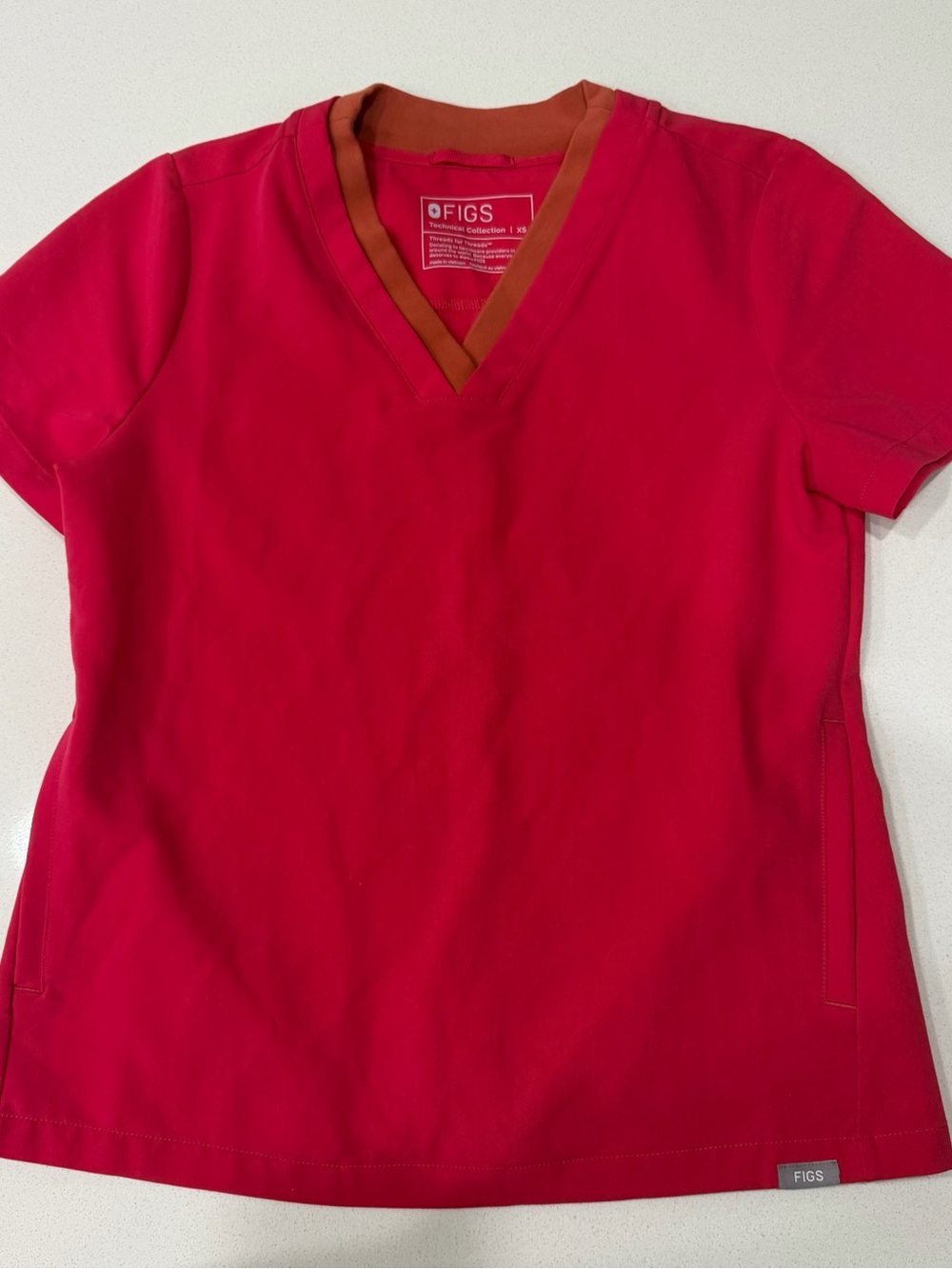Women’s FIGS Pink V-Neck Scrub Top XS